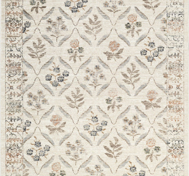 Alara Vintage Garden Floral Washable Cream Rug