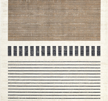 Austin Stripe Block Washable Beige Rug