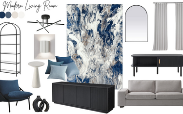 The Art of Modern Living: A Chic Blue and Grey Lounge Experience