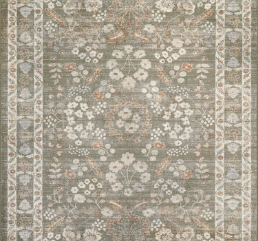 Alara Vintage Garden Floral Green Rug