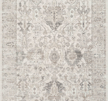 Beau Vintage Distressed Medallion Design Cream Rug