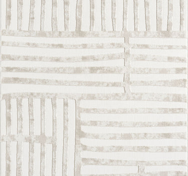 Neutral Geometric Striped Beige Rug
