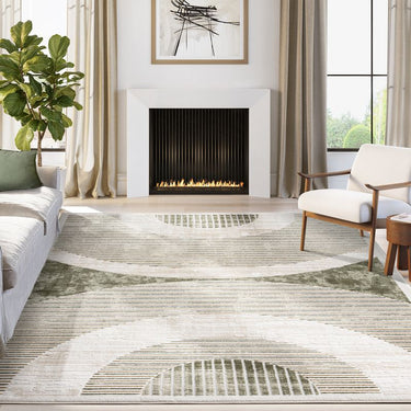 Ivy Geometric Washable Green Rug