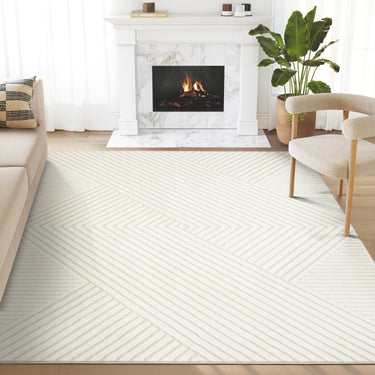Neutral Geometric Cream Rug