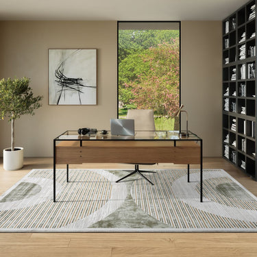 Ivy Geometric Washable Green Rug