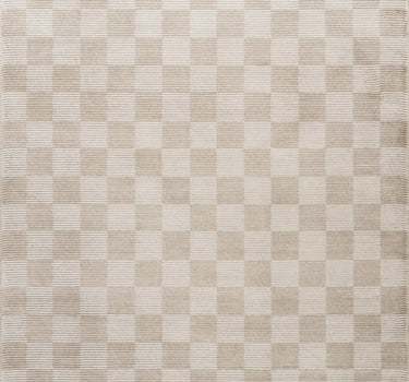 Plush Deco Checkered Washable Beige Rug