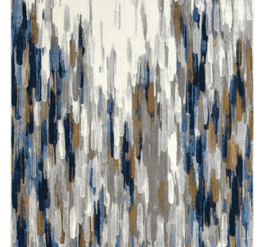 Porto Contemporary Grey Blue Lined Rug