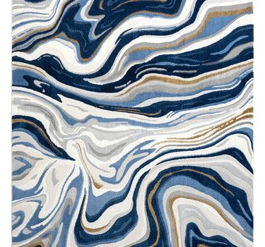 Regal Abstract Washable Blue Rug