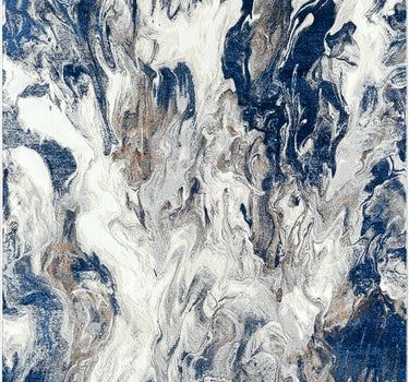 Regal Swirl Abstract Washable Blue Rug