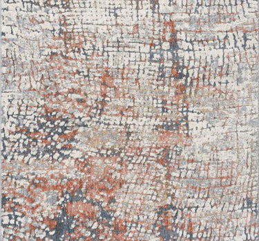 Aria Textured Grid Multi Orange Rug