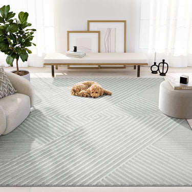 Neutral Geometric Grey Rug