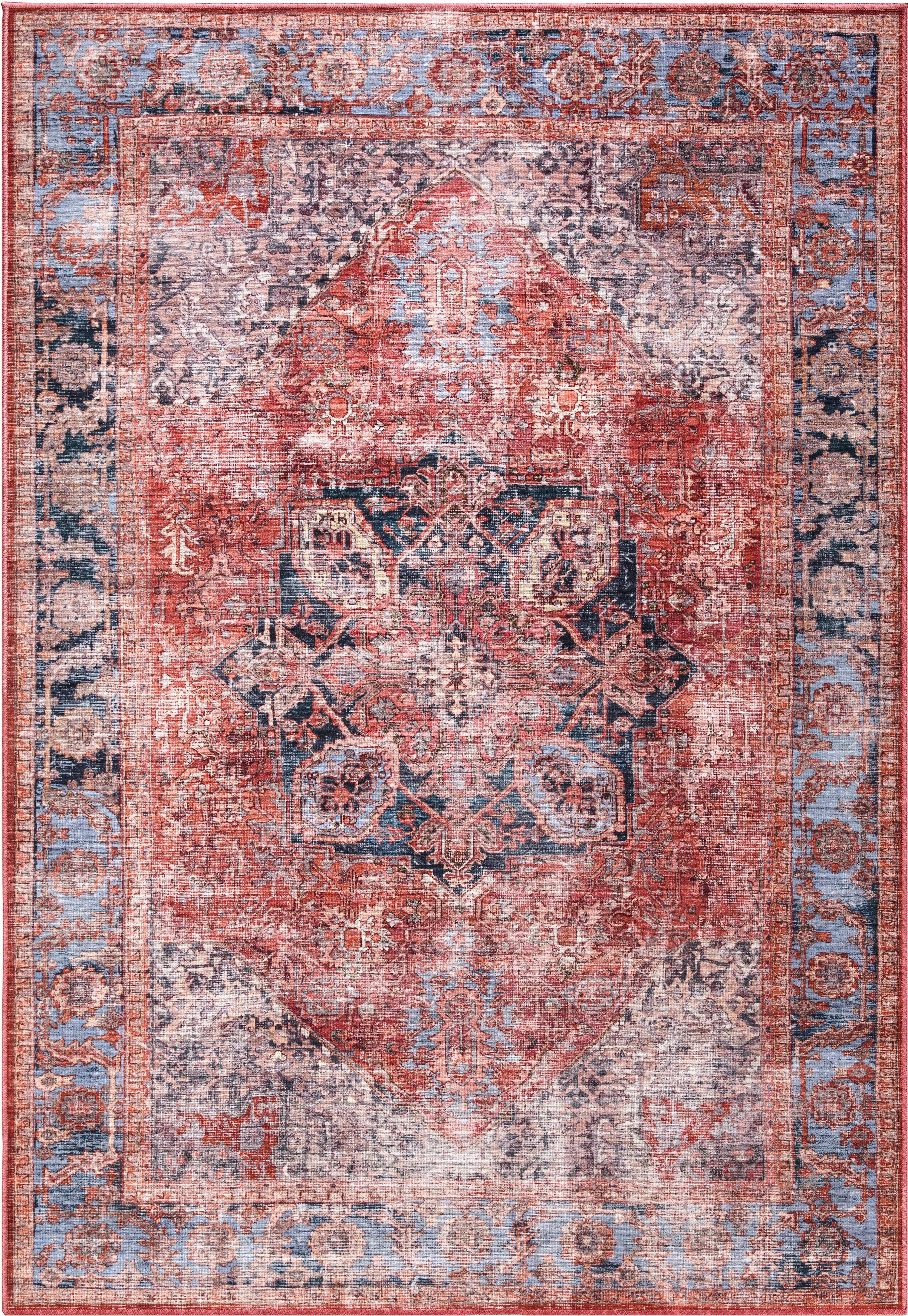 Labih Red Rug Lola Medallion Washable Red Rug – Abanirugs