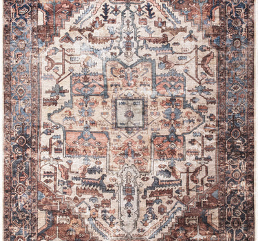Lola Medallion Vintage Washable Brown Rug
