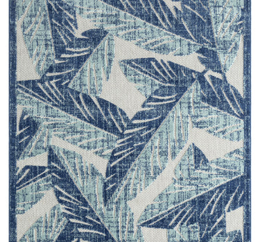 Hampton Palm Leaves Indoor/Outdoor Blue Rug