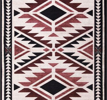 Molana Southwestern Washable Red Rug