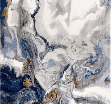 Regal Abstract Washable Blue Rug