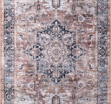 Lola Medallion Washable Brown Rug