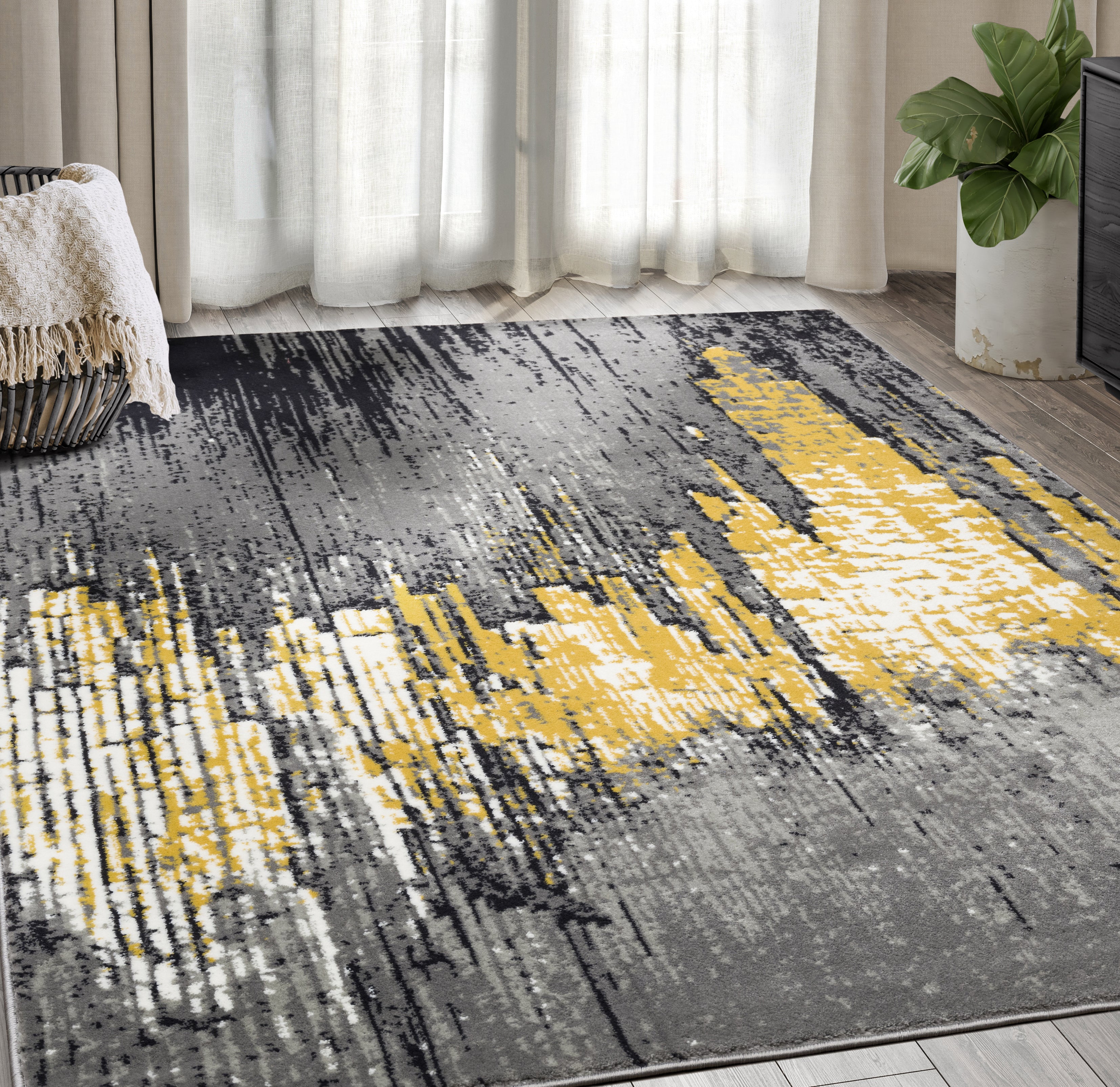 Dripping Rug Arto Metallic Dripping Yellow Rug – Abanirugs