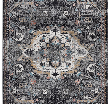Azure Medallion Vintage Black Rug