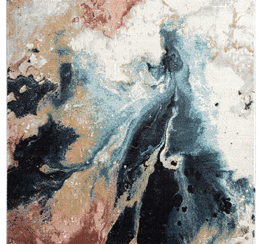Azure Watercolor Abstract Multicolor Rug
