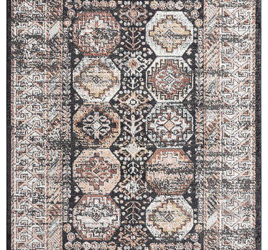 Azure Tribal Geometric Black Rug