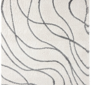 Boston Shag Curve Lines Cream Rug