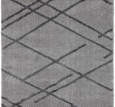 Boston Diamond Pattern Shag Grey Rug