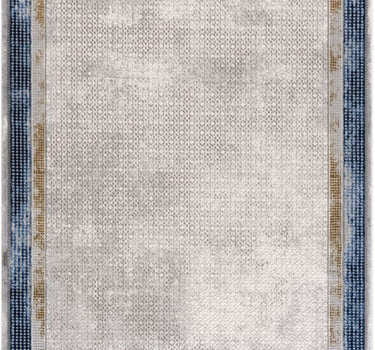 Regal Vintage Solid Grey Blue Washable Bordered Rug