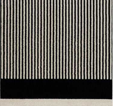 Nordic Cream Black Lines Solid Black Bar Black Rug
