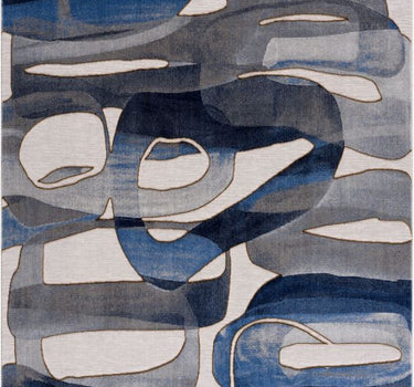 Regal Abstract Washable Blue Rug