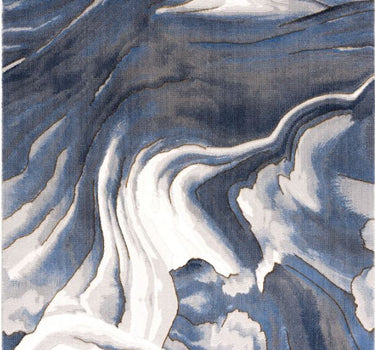 Regal Modern Grey Blue Sand Washable Wave Rug