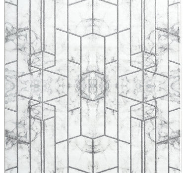 Luna Marble Geometric Grey Rug