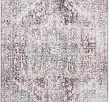 Paloma Red Grey Medallion Vintage Washable Rug