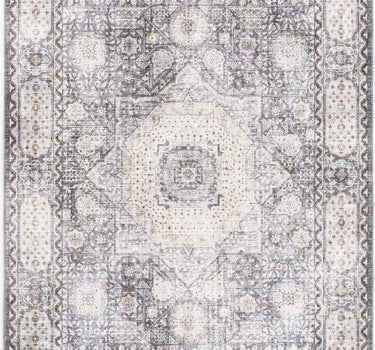 Paloma Brown Beige Medallion Vintage Washable Rug