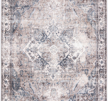 Paloma Brown Grey Medallion Vintage Washable Rug