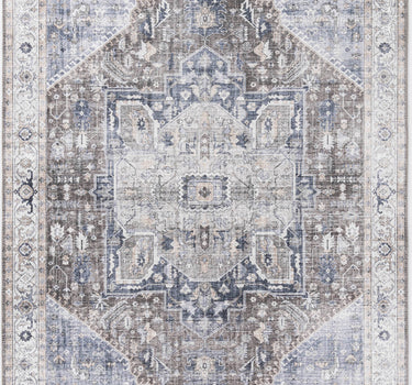 Paloma Brown Grey Medallion Vintage Washable Rug