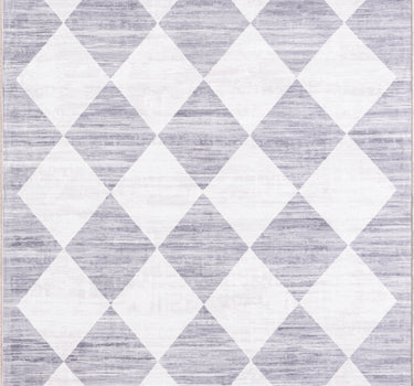 Parker Grey Cream Diamonds Washable Rug
