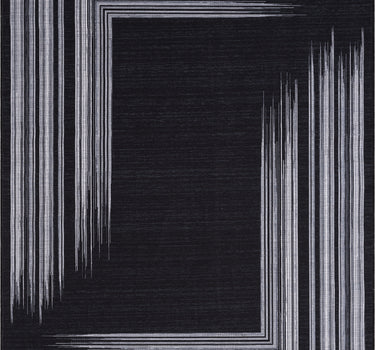 Parker Black Cream Lines Washable Rug