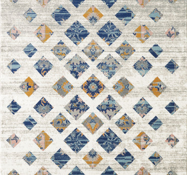 Porto Southwest Orange and Blue Block Rug
