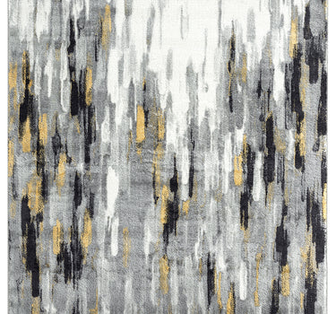 Porto Contemporary Grey Yellow Lined Rug
