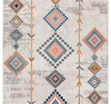 Porto Beige Moroccan Multicolor Diamond Rug