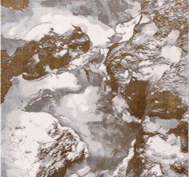 Regal Grey Brown Whimsical Washable Swirl Rug