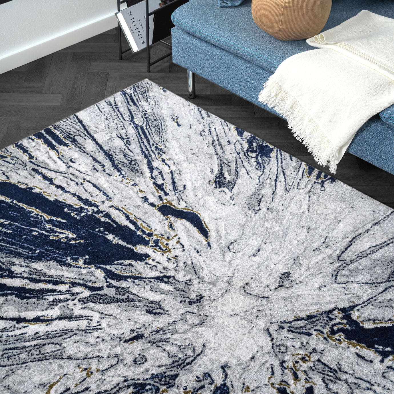 Regal Splash Washable Blue Rug – Abanirugs