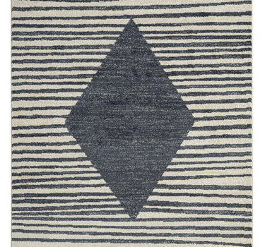 Tulum Cream Grey Striped Diamond Rug