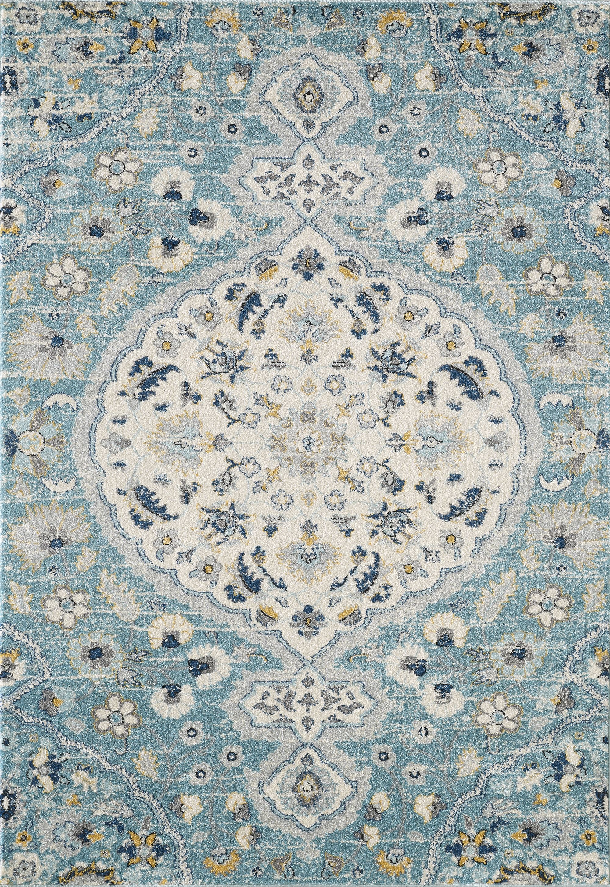 Eden Performance Rug Eden Round Medallion Blue Rug – Abanirugs