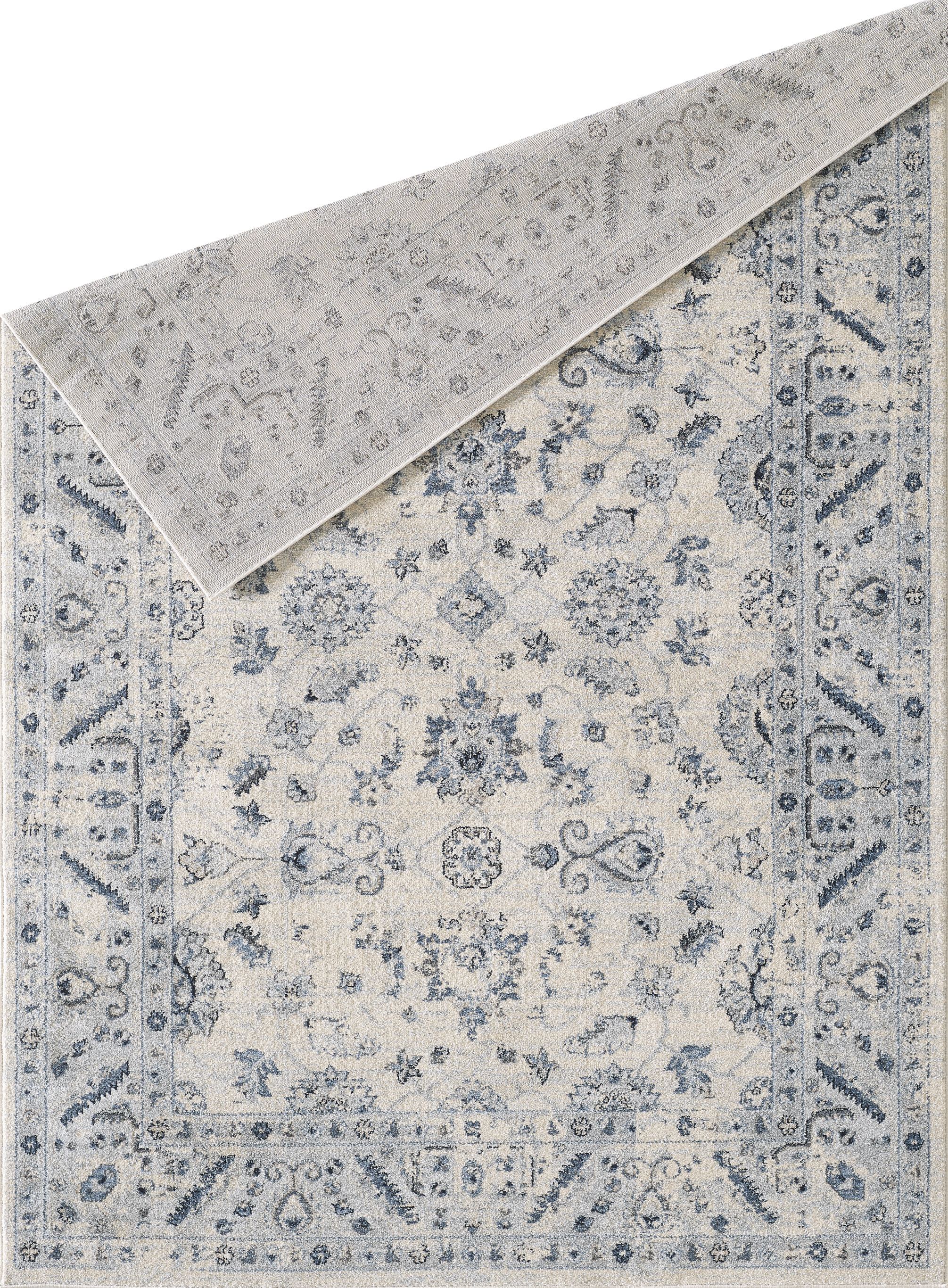 Bordered Blue Rug Troy Floral Border Blue Rug – Abanirugs