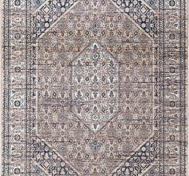 Lola Hexagon Medallion Washable Brown Rug