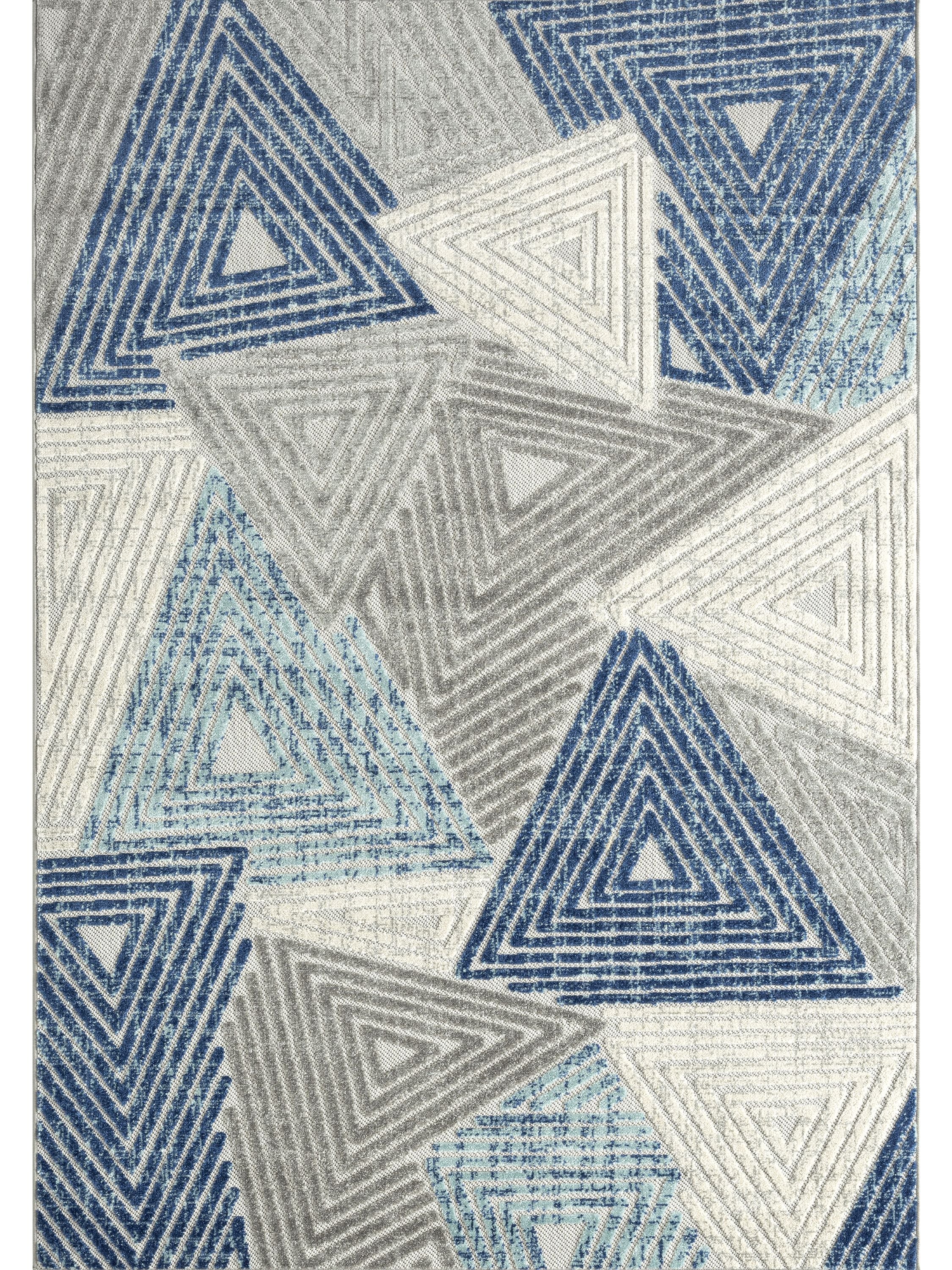 Geometric Rugs Triangles Hampton Geometric Triangles Indoor/Outdoor Blue Rug – Abanirugs