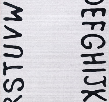 Parker Alphabet Cream Black Washable Rug